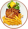 Grilled pork neck dish at Liana Tavern